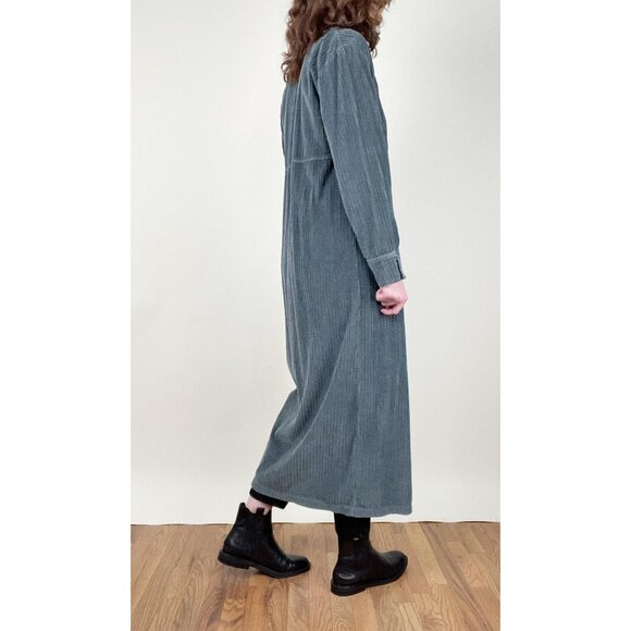 Vintage 90s Corduroy Midi Dress Long Duster Cardigan Jacket Coat Shacket 1990s - Picture 4 of 8